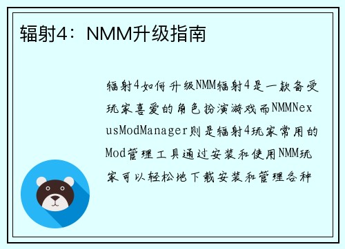 辐射4：NMM升级指南